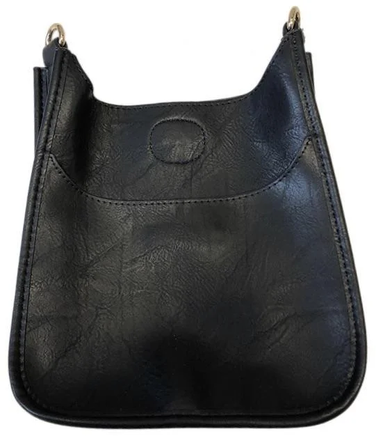 Medium Faux Leather Messenger Black - No Strap