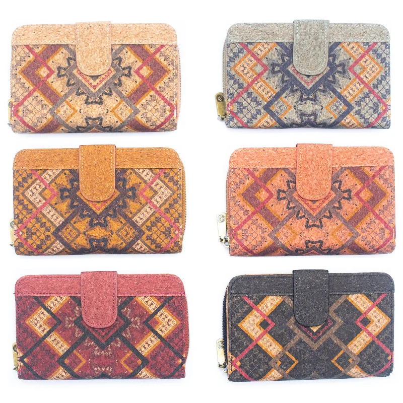 Multiple colors geometric patterns.cork Wallet Medium size –HY-021-MIX-6 (6units) The Perfect Bag Sale For A Seasonal Refresh Multiple colors geometric patterns.cork Wallet Medium size –HY-021-MIX-6 (6units) The Perfect Bag Sale For A Seasonal Refresh