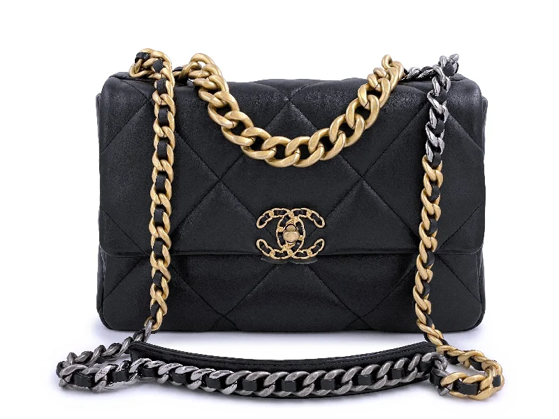 NIB 21C Chanel 19 Black Medium Flap Bag