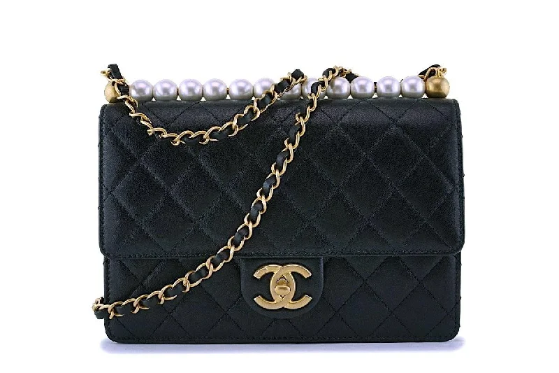 NIB Chanel Chic Pearls Black Classic Flap Bag GHW Sleek And Stylish Handbags At Lower Prices NIB Chanel Chic Pearls Black Classic Flap Bag GHW Sleek And Stylish Handbags At Lower Prices
