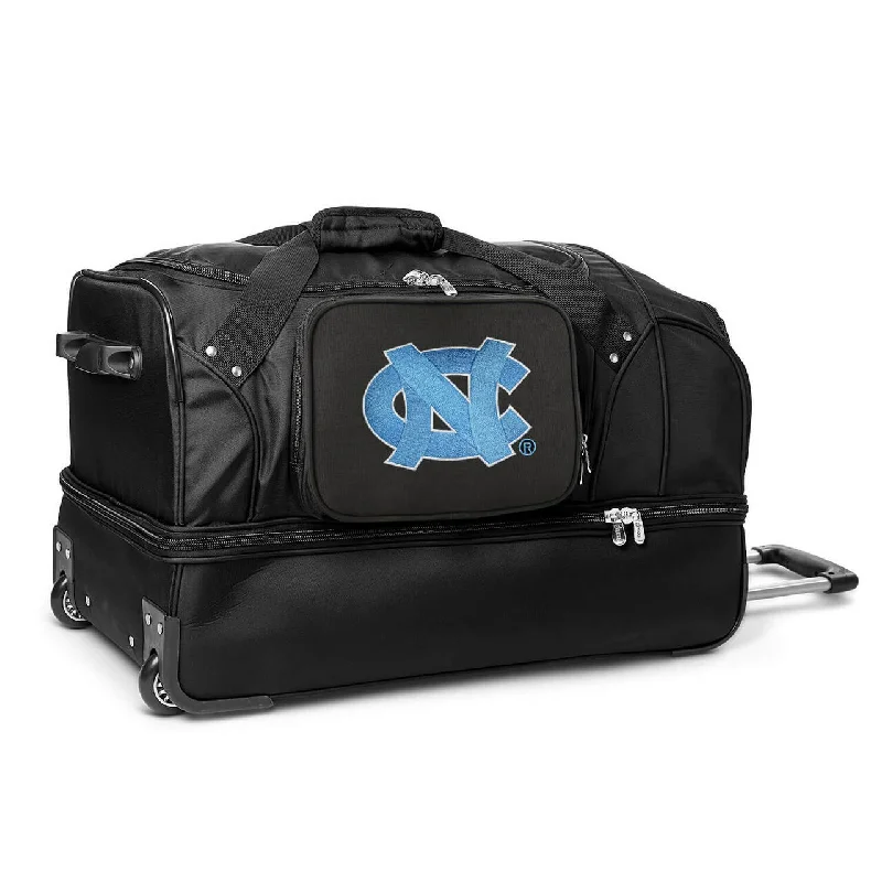 North Carolina Tar Heels 27" Black Rolling Drop Bottom Duffel Fashionable Handbags At Must-Have Prices