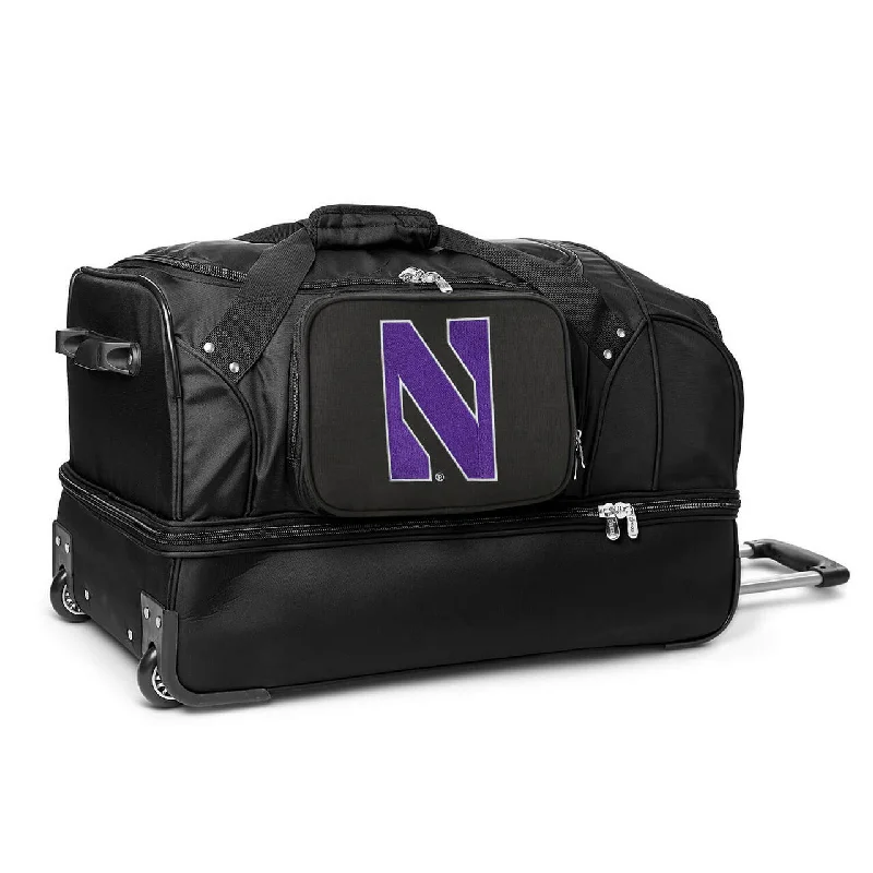 Northwestern 27" Black Rolling Drop Bottom Duffel Luxury Bags, Budget Prices