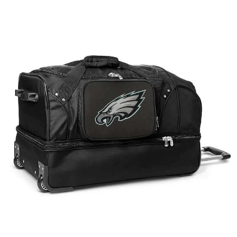 Philadelphia Eagles 27" Black Rolling Drop Bottom Duffel Luxury Handbags At Budget-Friendly Rates