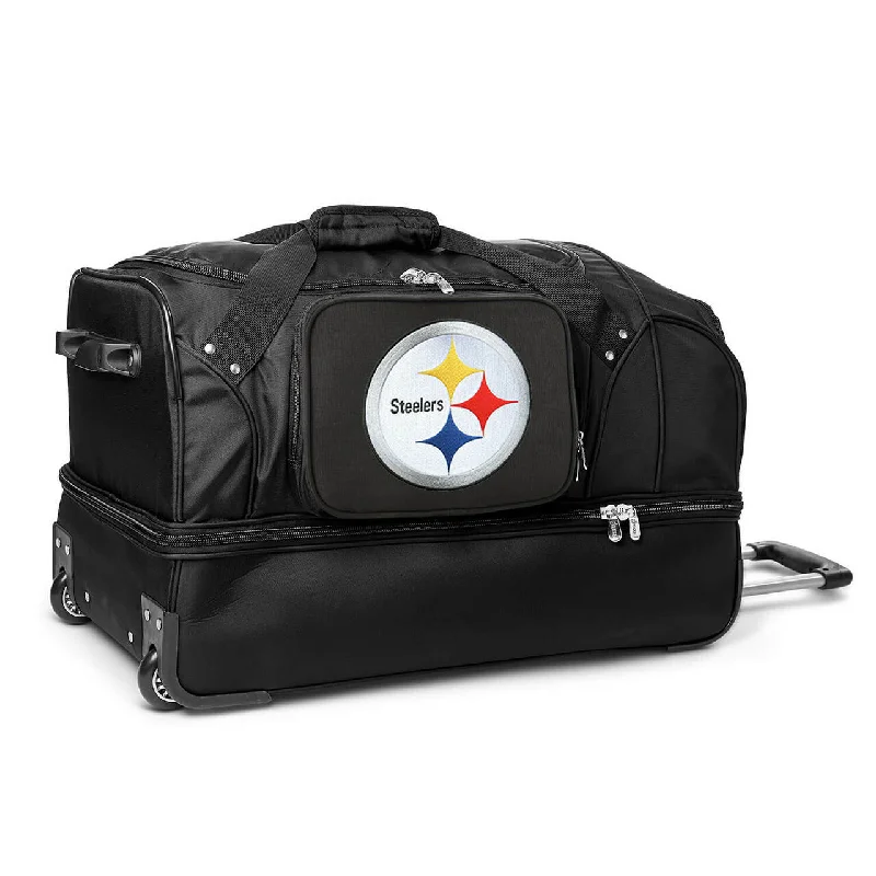 Pittsburgh Steelers 27" Black Rolling Drop Bottom Duffel