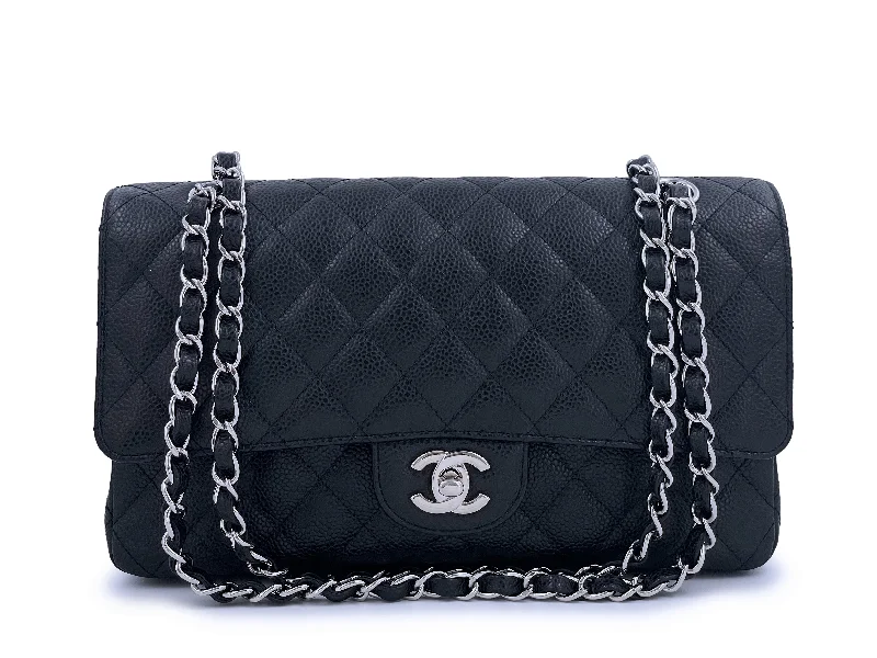 Pristine 2009 Chanel Black Caviar Medium Classic Double Flap Bag SHW