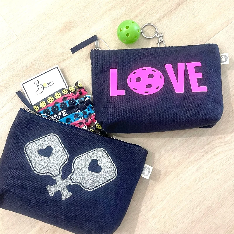 Navy Pickleball Makeup Bag