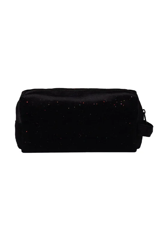 Velvet in Black Galaxy Sparkle Rebel Makeup Bag with Black Zipper Elegant Bags With Limited Stock Available
