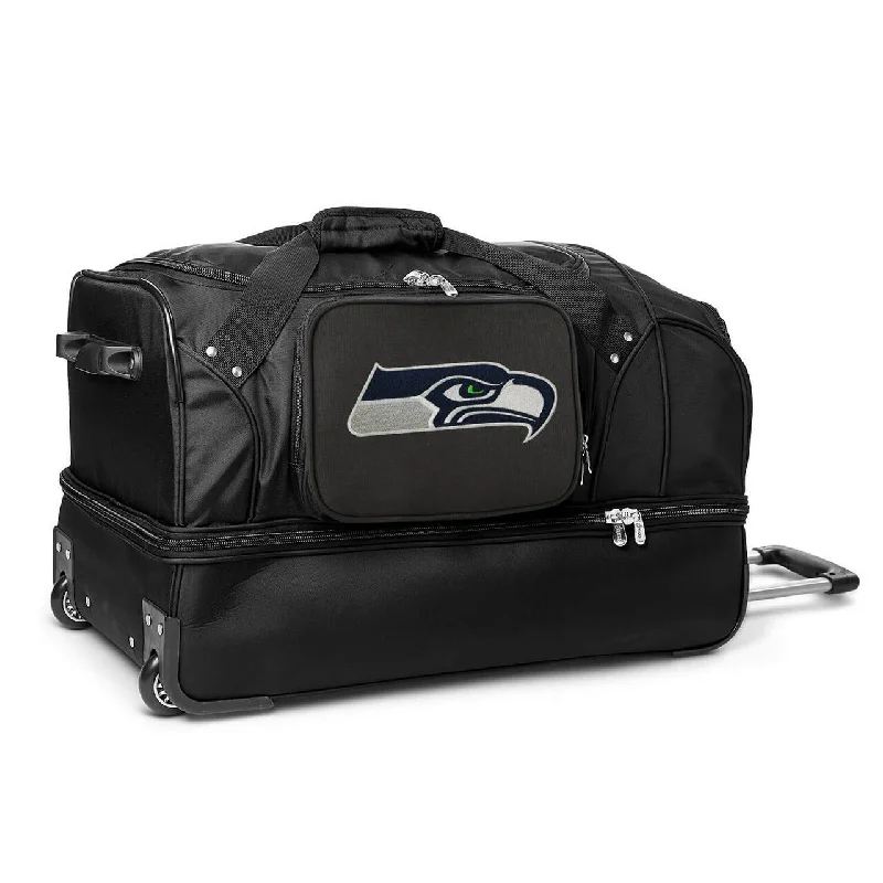 Seattle Seahawks 27" Black Rolling Drop Bottom Duffel Trendy Purses At Unbeatable Discounts