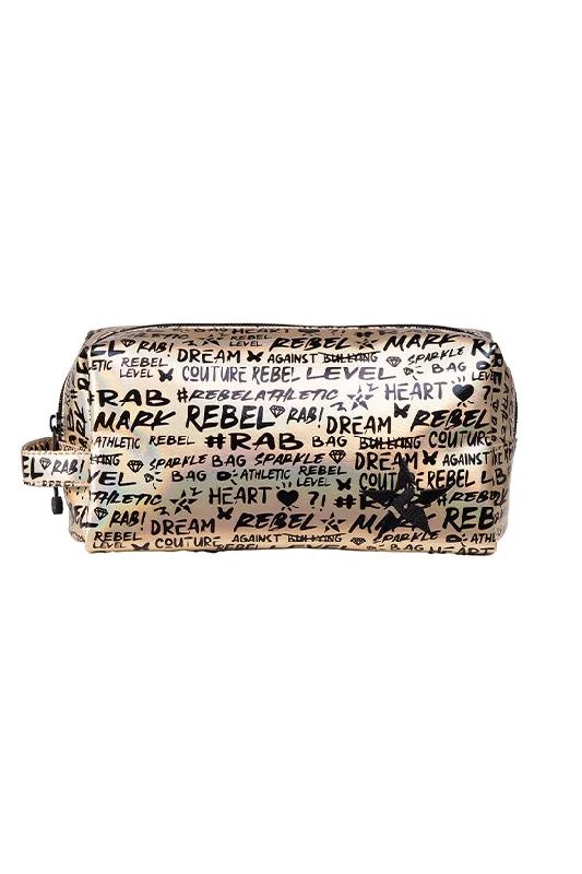 Signature in Black and Gold Rebel Makeup Bag with Black Zipper Statement Bags, Shop Today