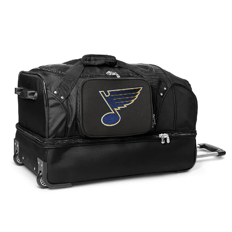St Louis Blues 27" Black Rolling Drop Bottom Duffel Fashionable Bags At Must-Have Prices