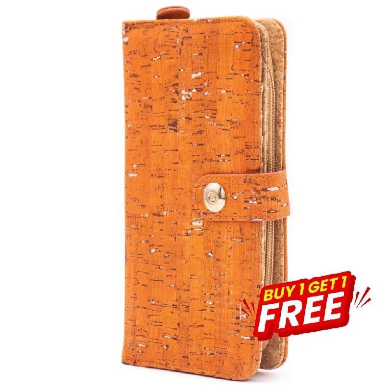 BUY 1 GET 1 FREE: Tangerine Cork Wallet with Magnetic Closure BAG-2062-C Fashionable Bags With Special Seasonal Offers