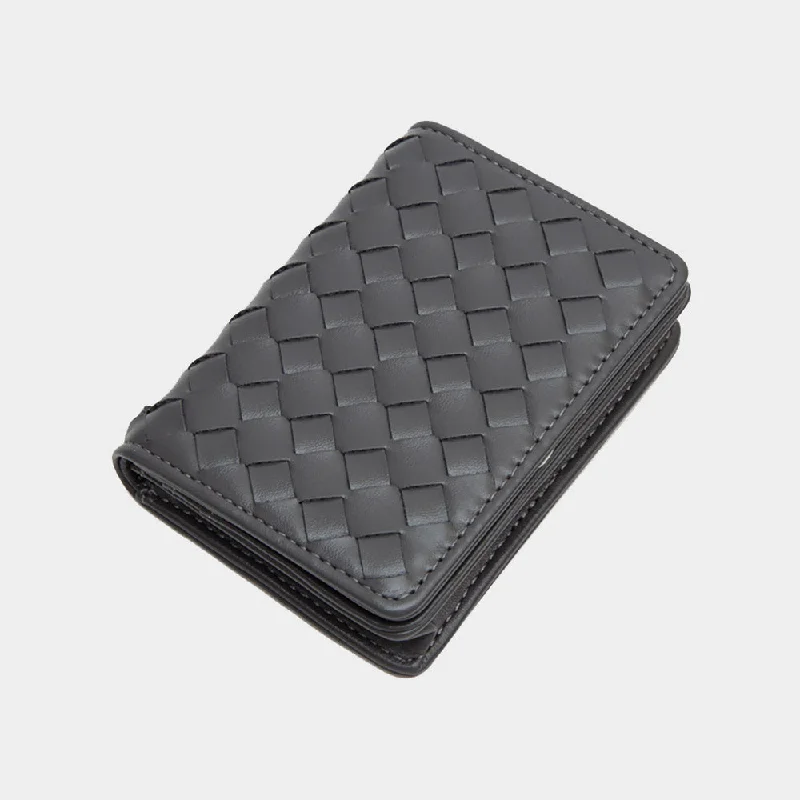 Vegan Leather Basket Weave Card Holder Wallet in Grey Stylish Bags, Unbeatable Prices Vegan Leather Basket Weave Card Holder Wallet in Grey Stylish Bags, Unbeatable Prices