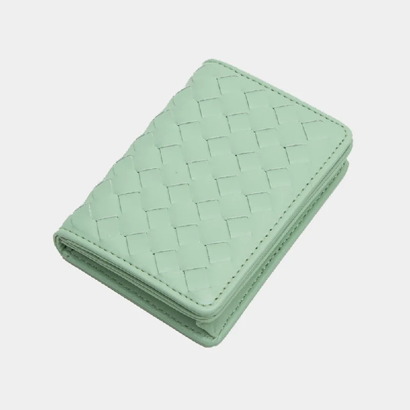 Vegan Leather Basket Weave Card Holder Wallet in Mint Exclusive Bag Deals – Perfect For Any Occasion Vegan Leather Basket Weave Card Holder Wallet in Mint Exclusive Bag Deals – Perfect For Any Occasion