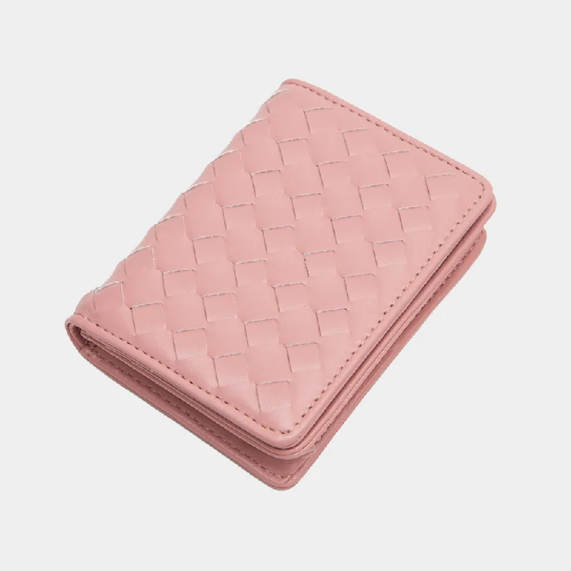 Vegan Leather Basket Weave Card Holder Wallet in Pink Best Deals On Premium And Casual Bags – Act Fast Vegan Leather Basket Weave Card Holder Wallet in Pink Best Deals On Premium And Casual Bags – Act Fast
