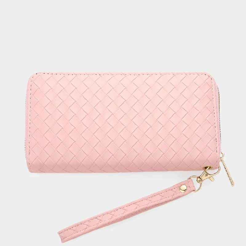 Vegan Leather Basket Weave Wallet with Wristlet in Pink Affordable Luxury – Exclusive Savings On Premium Bags Vegan Leather Basket Weave Wallet with Wristlet in Pink Affordable Luxury – Exclusive Savings On Premium Bags