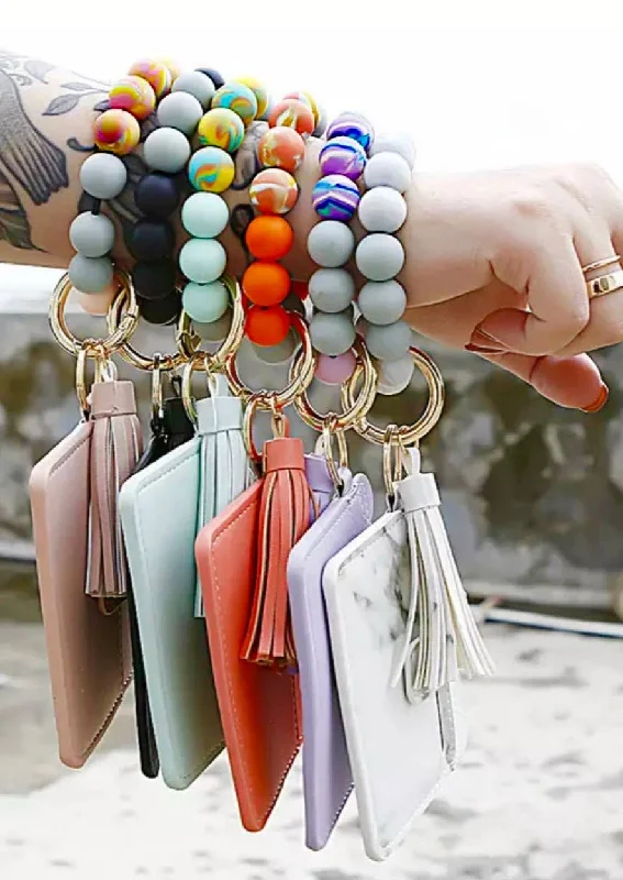 Wallet Wristlet Silicone Bead Tassel Keychains Fashion Bags, Huge Savings