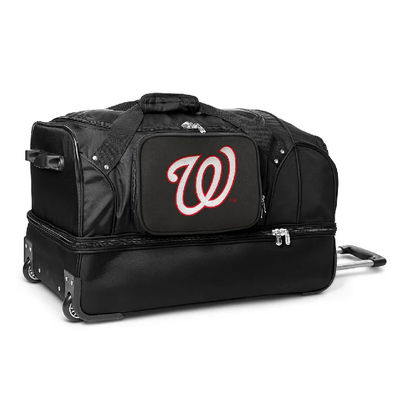 Washington Nationals 27" Black Rolling Drop Bottom Duffel Stylish Totes With Special Discounts
