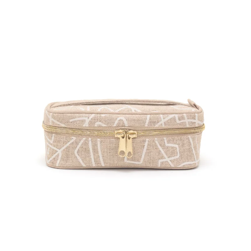 White Abstract Lines Petite Beauty Poche Everyday Bags, Budget-Friendly