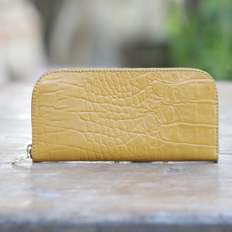 Yellow Leather Wallet with Crocodile Texture - Yellow Croc Statement Bags, Shop Today Yellow Leather Wallet with Crocodile Texture - Yellow Croc Statement Bags, Shop Today