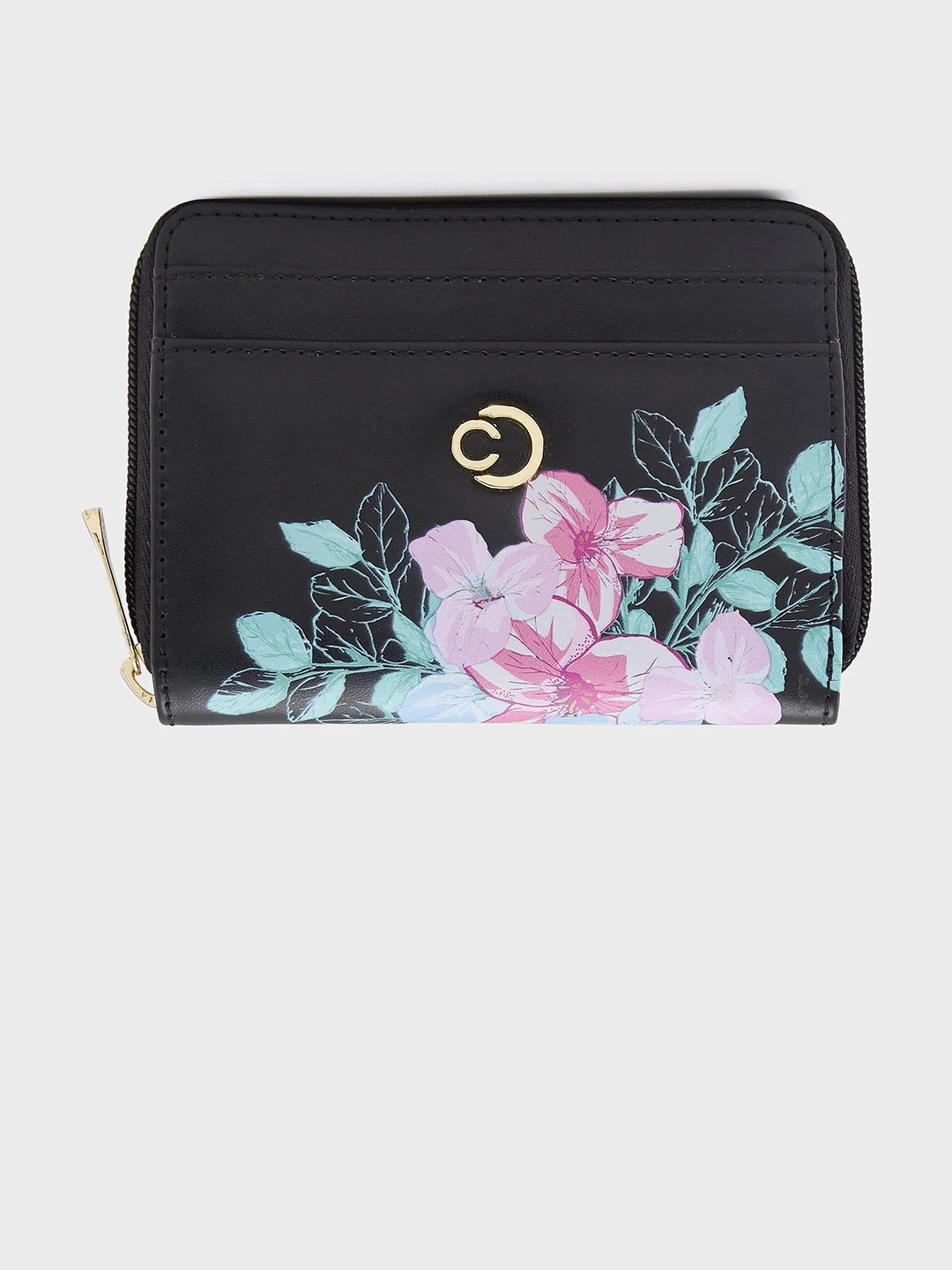 Caprese Shanaya Zip Around Printed Wallet Small Black Elegant Purses, Shop & Save