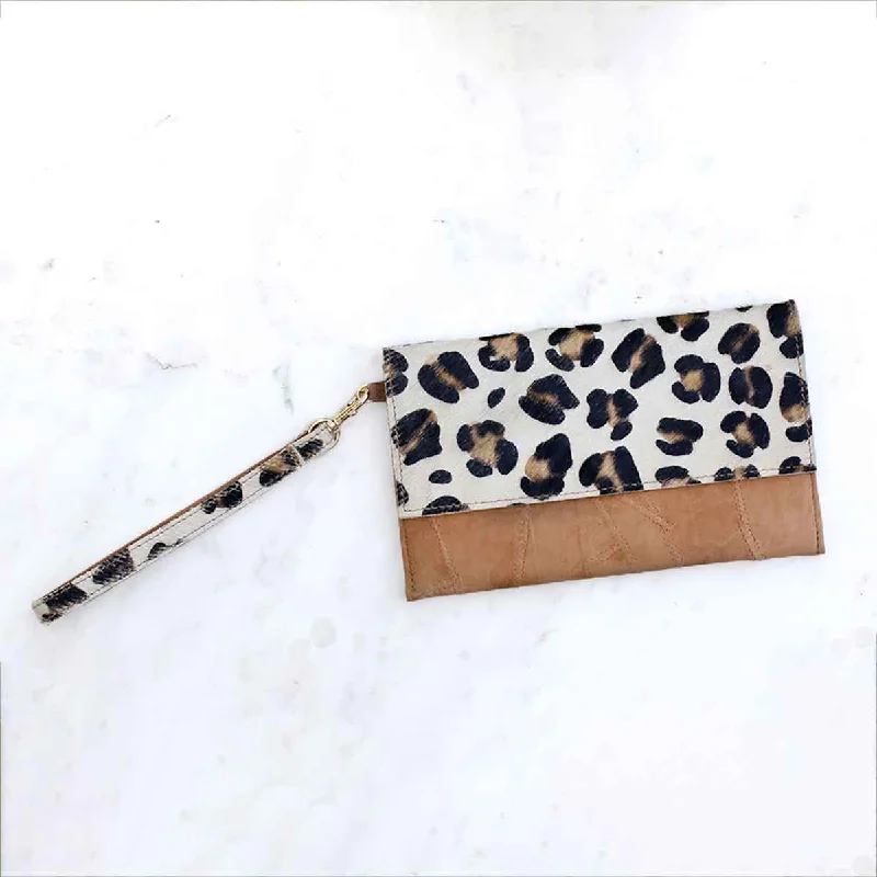 Alana Leopard Print Hide Wristlet