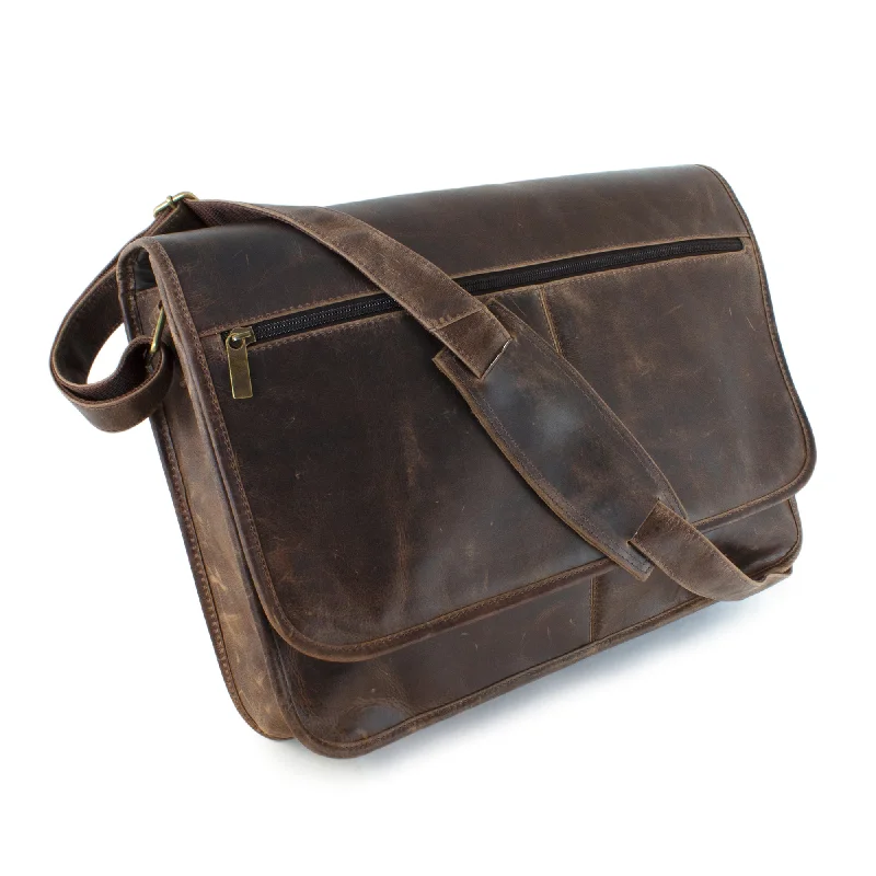 DayTrekr Distressed Leather Laptop Messenger Bag Fashion-Forward Bags, Now On Sale