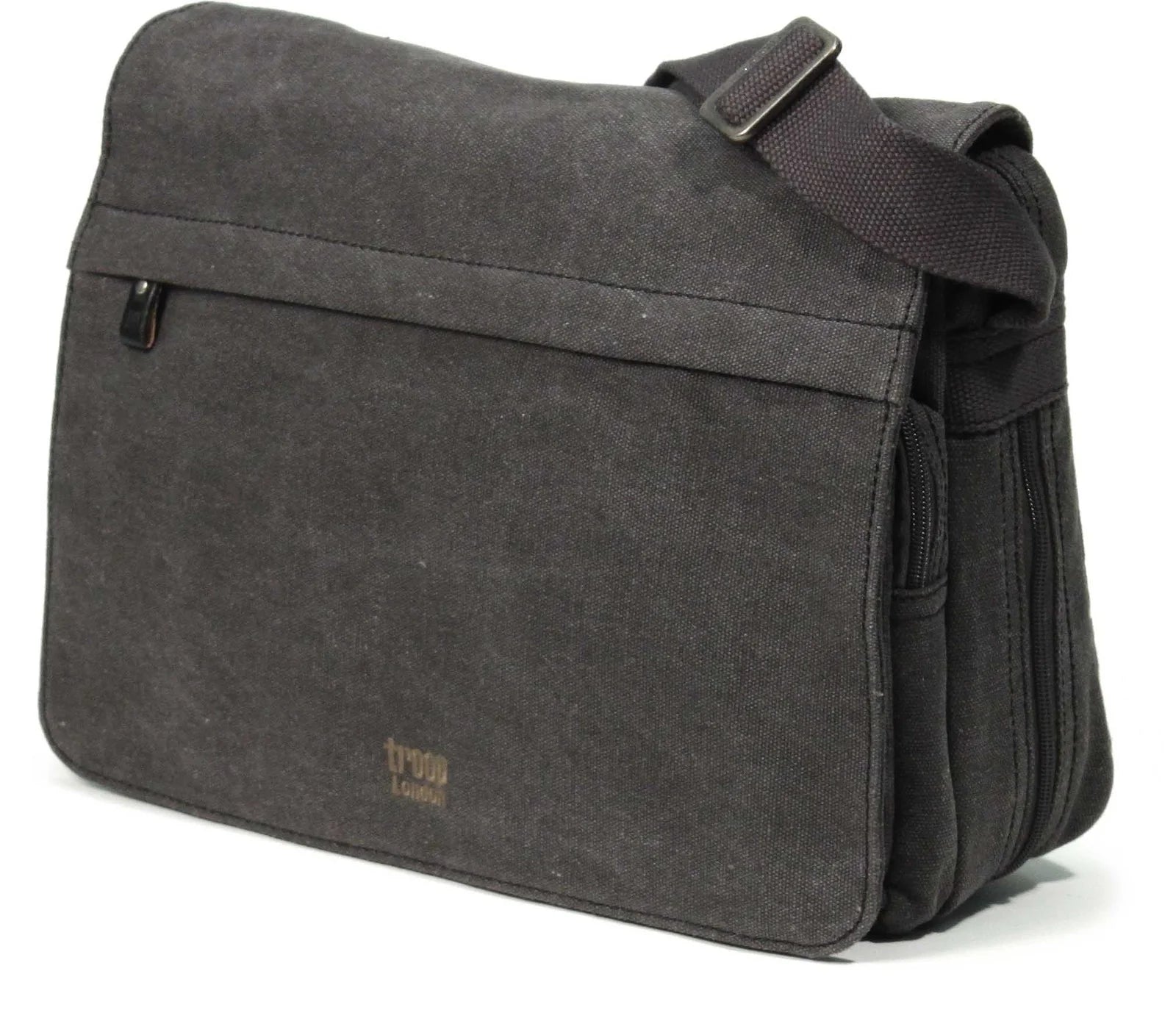 TROOP canvas Classic Flap front MESSENGER BAG Charcoal